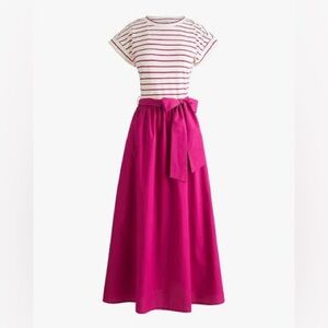 J crew Button-shoulder tie-waist knit mixy dress